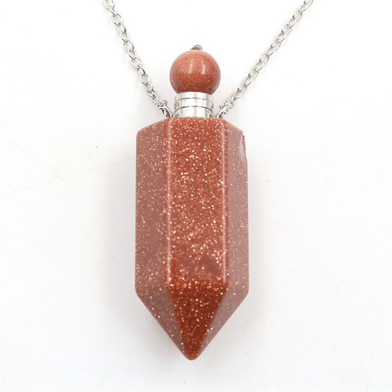 Perfume Bottle Pendant Necklace - Various Natural Crystals
