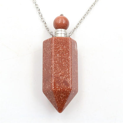 Perfume Bottle Pendant Necklace - Various Natural Crystals