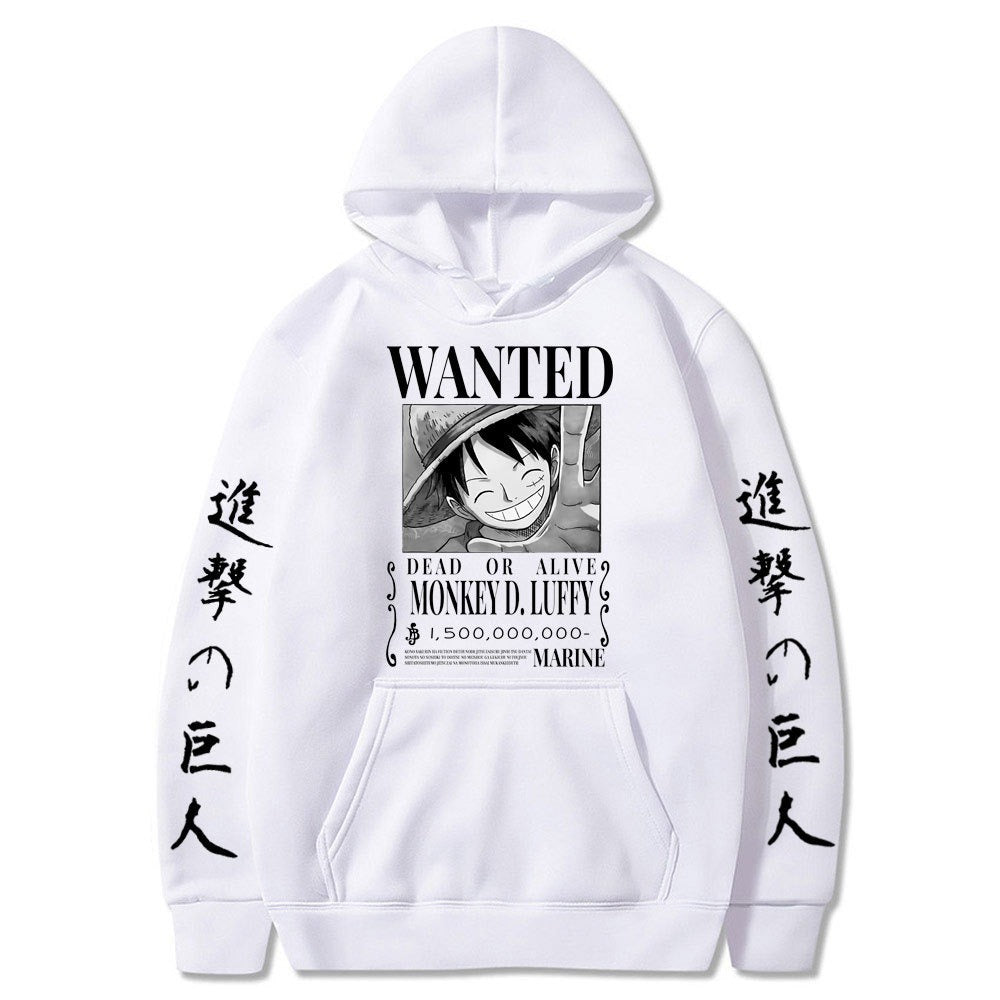Wanted Captain: Monkey D. Luffy Fleece Pullover One Piece Sweatshirt Hoodie