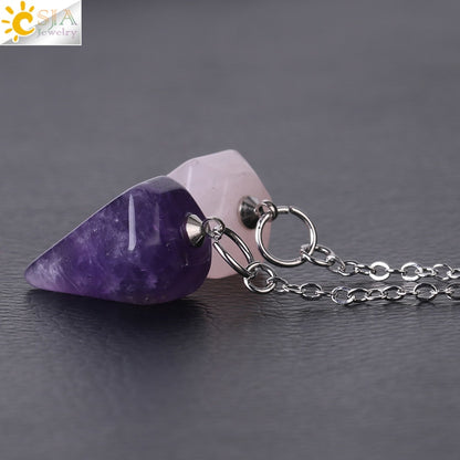 Reiki Pendulum Healing Crystal Necklaces