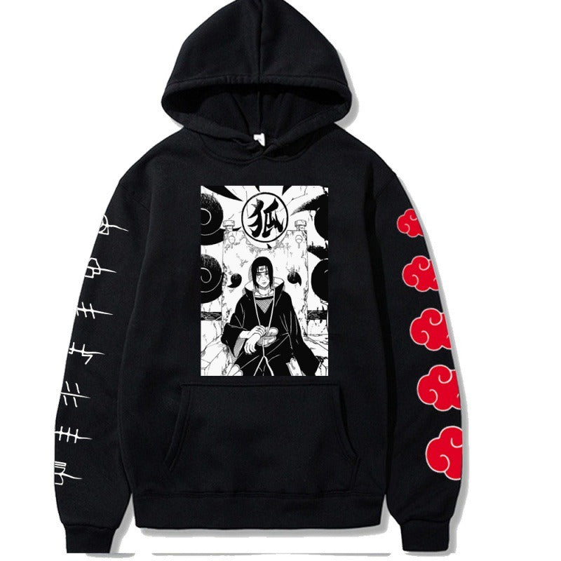 Sharingan Shadows: Naruto Itachi Uchiha Anime Printed Hoodie