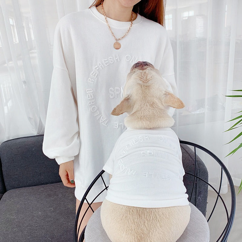 Embroidered Pet Duo: Matching Long-Sleeved T-Shirts