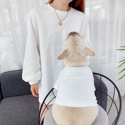 Embroidered Pet Duo: Matching Long-Sleeved T-Shirts