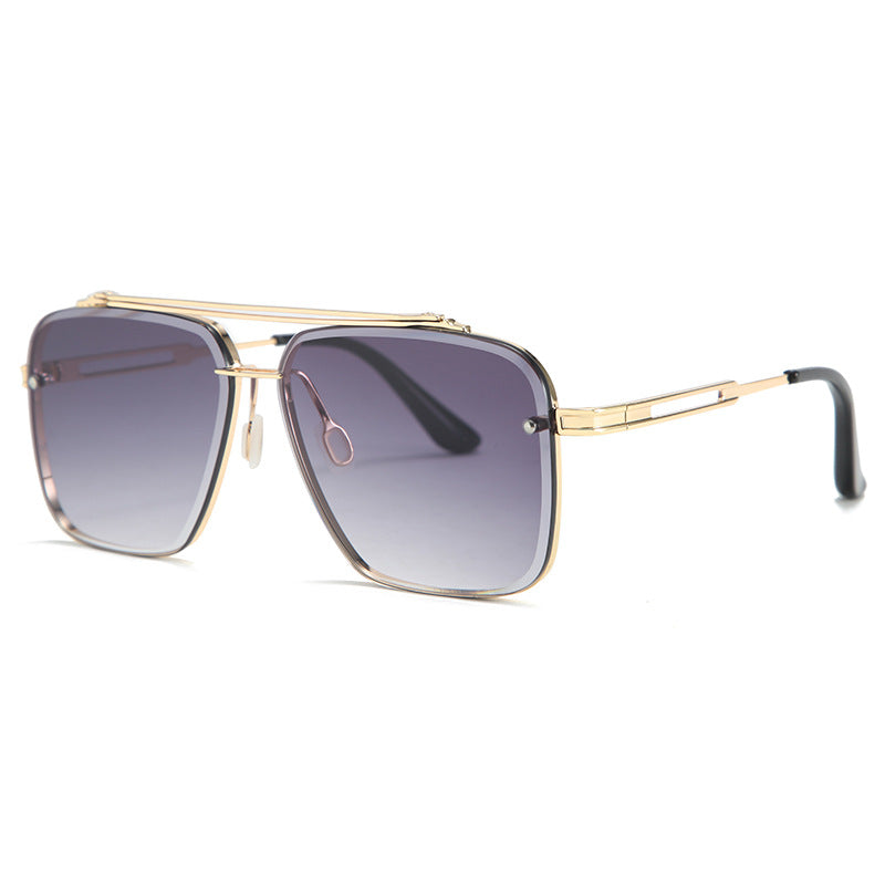 Urban Edge: Stylish Double Beam Cut Metallic Sunglasses