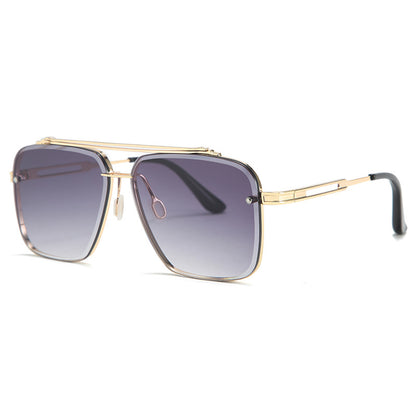 Urban Edge: Stylish Double Beam Cut Metallic Sunglasses