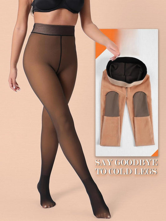 Skintone Fleece-Lined Winter Leggings - Fake Pantyhose Appearance for Styling In Cold Weather