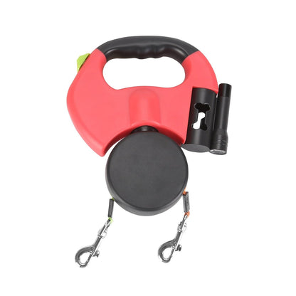Retractable Dual Double Pet Rope Leash Tangle Free Walk For Two Dogs.
