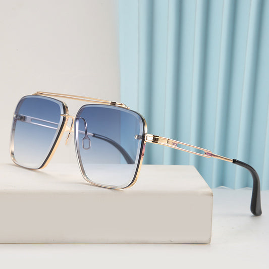 Urban Edge: Stylish Double Beam Cut Metallic Sunglasses