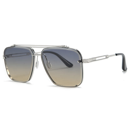 Urban Edge: Stylish Double Beam Cut Metallic Sunglasses