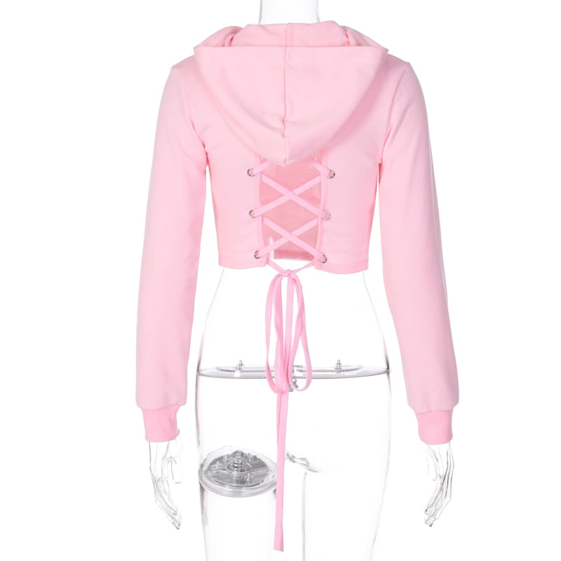 Laced & Hooded Crop Top