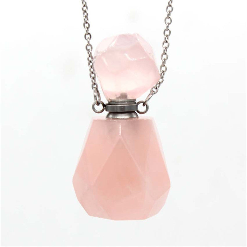 Perfume Bottle Pendant Necklace - Various Natural Crystals
