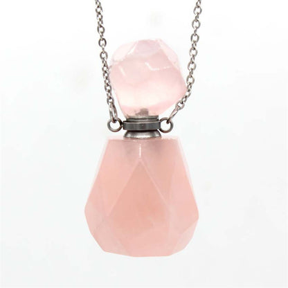 Perfume Bottle Pendant Necklace - Various Natural Crystals
