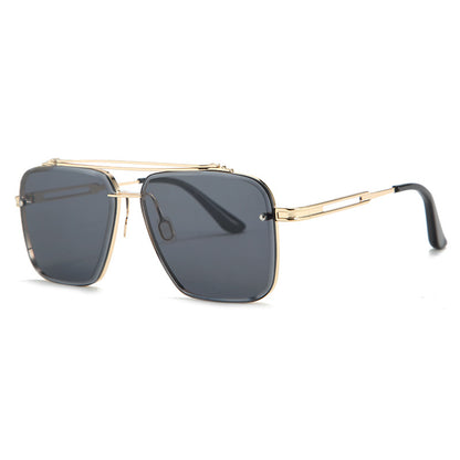 Urban Edge: Stylish Double Beam Cut Metallic Sunglasses
