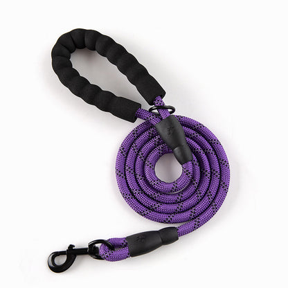 Reflective Round Rope Pet Leash with Anti-Running Foam Handle
