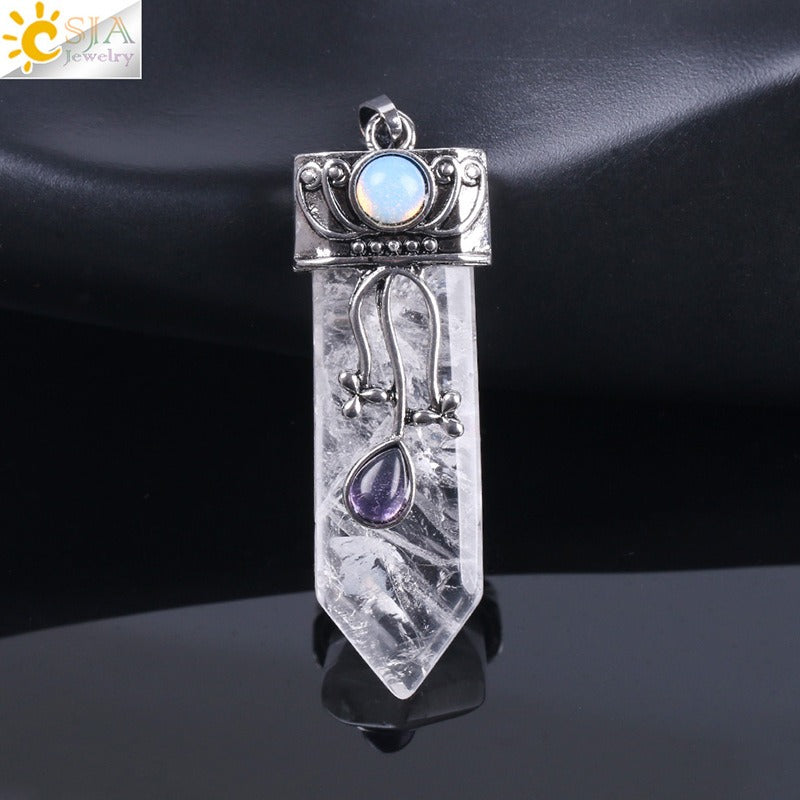 Vintage Sword-Shaped Crystal Pendant