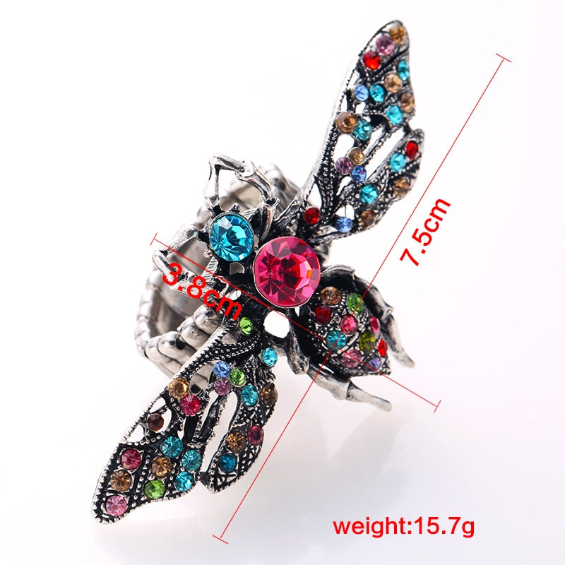 Bee Harmony: Colorful Crystal Stone Ring