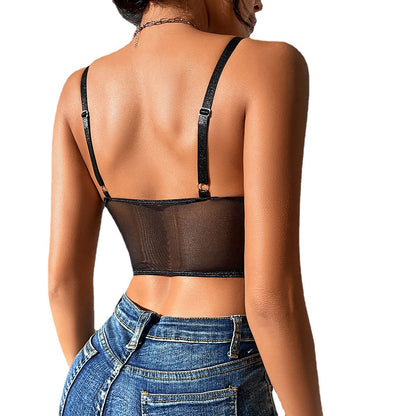Trendy Street Chic Crossover Strap Top Sexy Cityscape Glamour