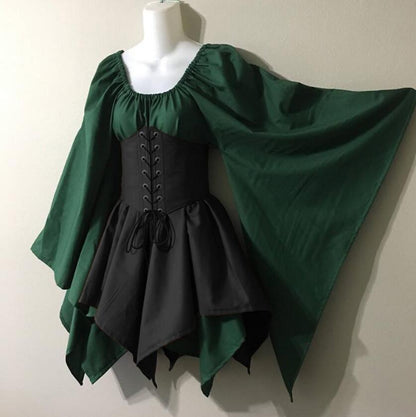 Renaissance : Adult Women's Medieval Elven Fairy Costume with Celtic Corset