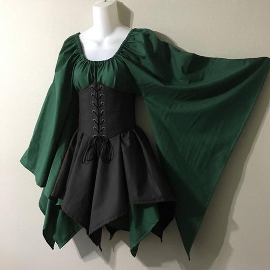 Renaissance : Adult Women's Medieval Elven Fairy Costume with Celtic Corset