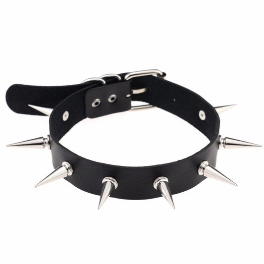 Black Spike Choker Belt Collar Necklace