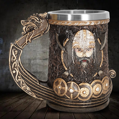 Viking Buccaneer Tankard: Large Stainless Steel Drinking Cup