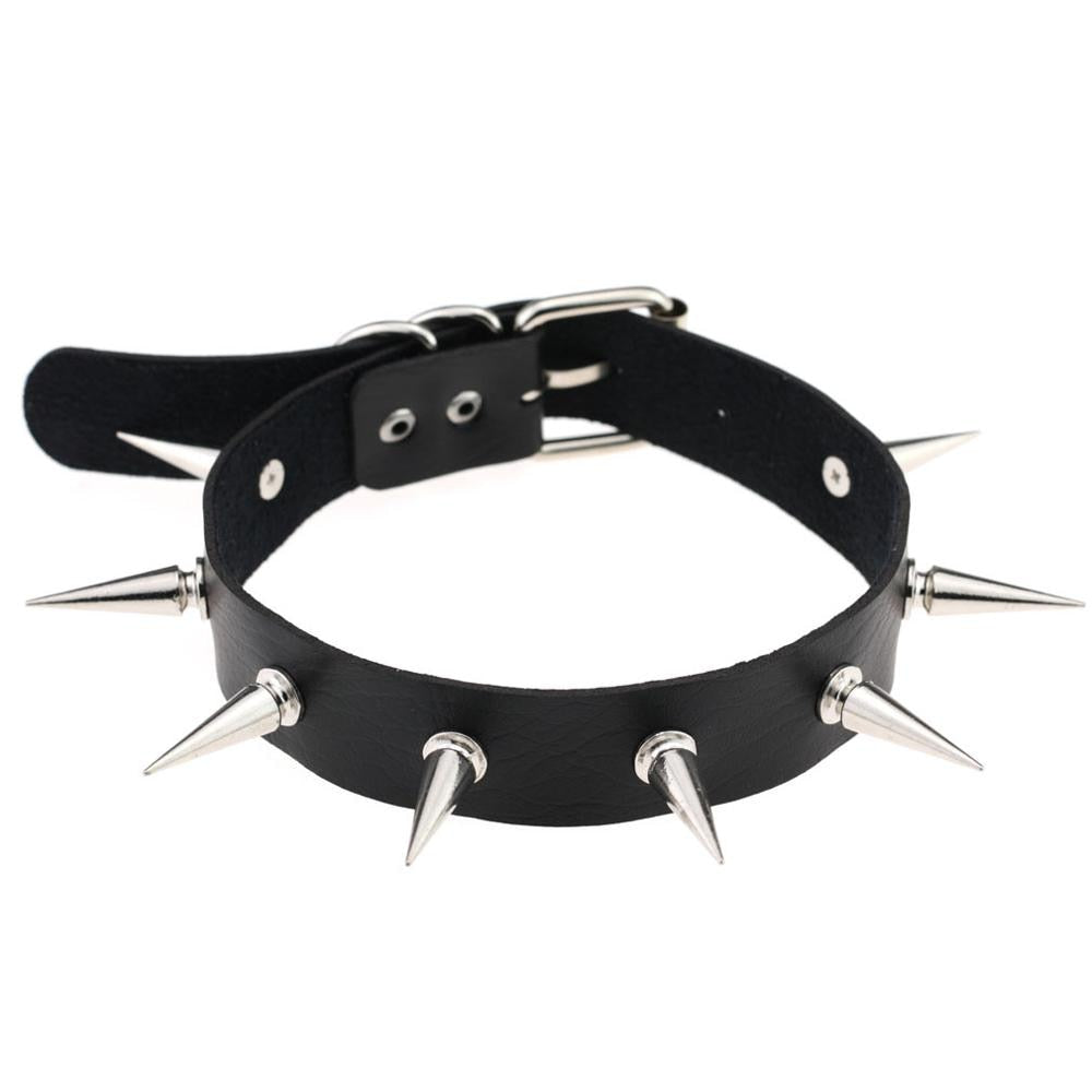 Black Spike Choker Belt Collar Necklace