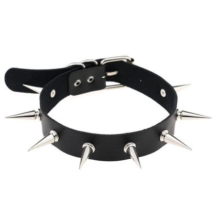 Black Spike Choker Belt Collar Necklace