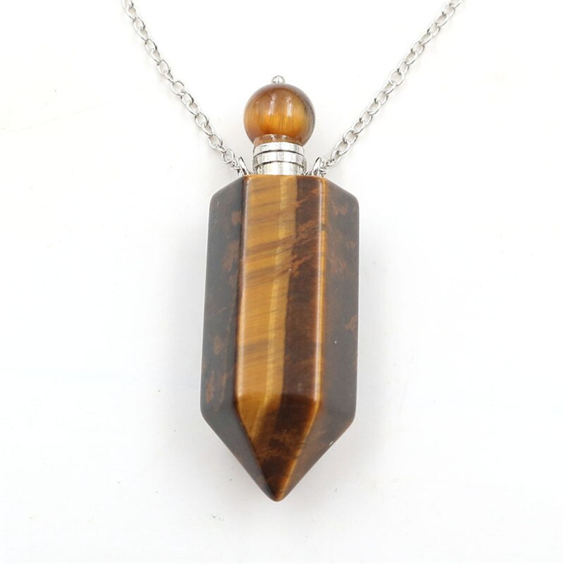 Perfume Bottle Pendant Necklace - Various Natural Crystals