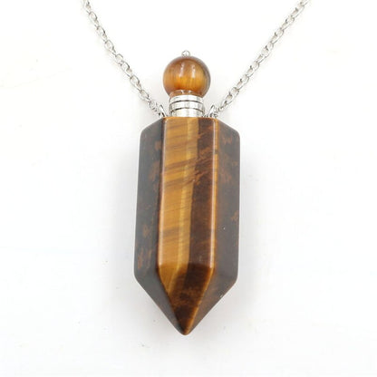 Perfume Bottle Pendant Necklace - Various Natural Crystals
