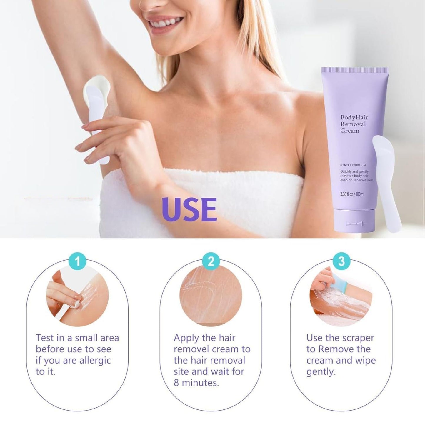 Facial Hair Removal Cream,Body Hair Removal Cream for Women with Spatula Applicator, Unisex Body & Skincar