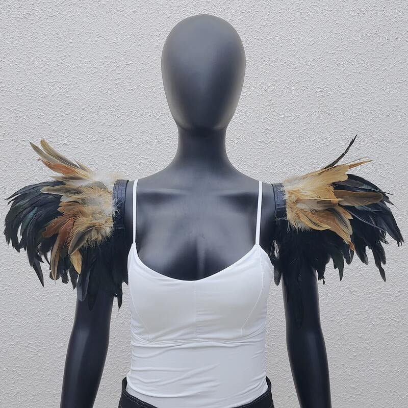 Midnight Raven's Embrace: Gothic Feather Shawl