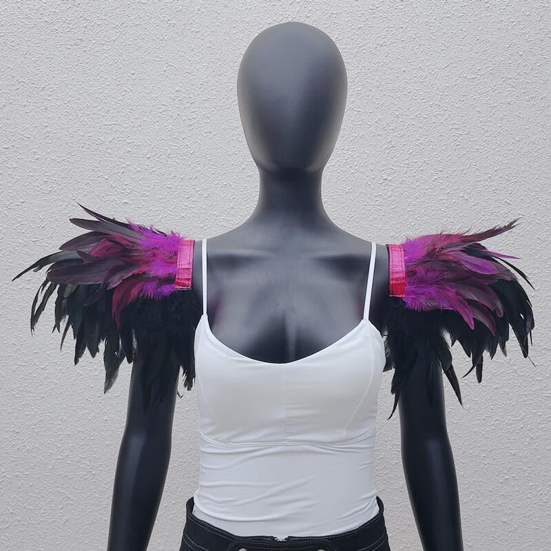 Midnight Raven's Embrace: Gothic Feather Shawl