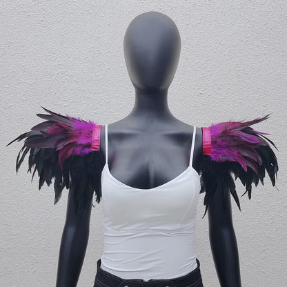 Midnight Raven's Embrace: Gothic Feather Shawl