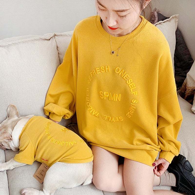 Embroidered Pet Duo: Matching Long-Sleeved T-Shirts
