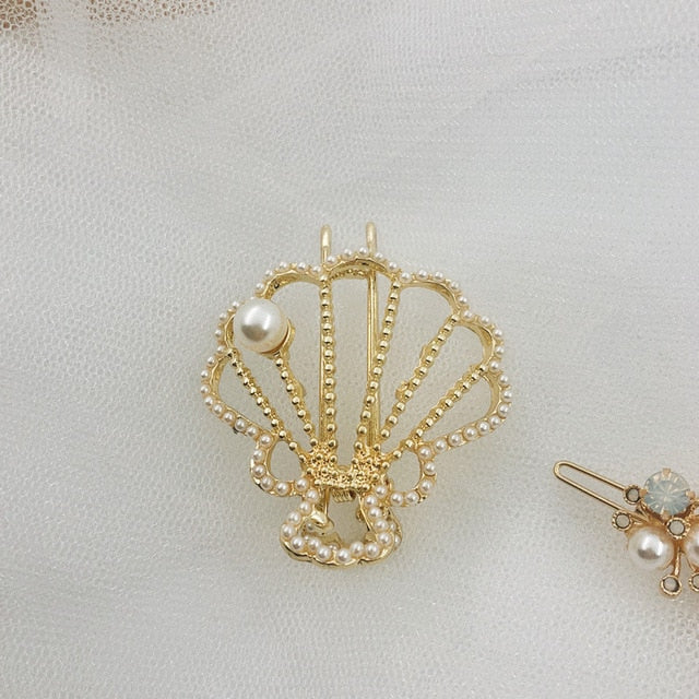 Pearly Shell Hair Barrettes
