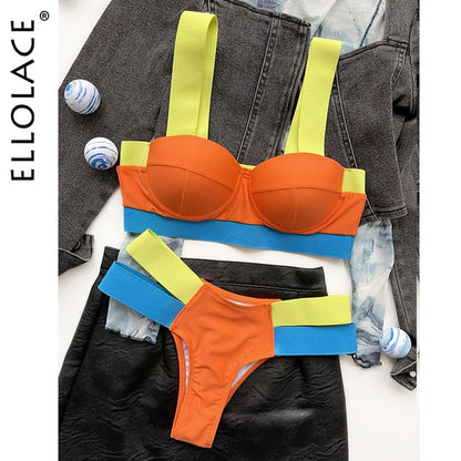 Vibrant Patchwork Swimwear