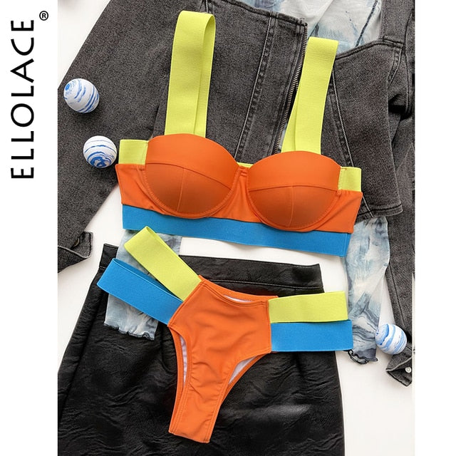 Vibrant Patchwork Swimwear