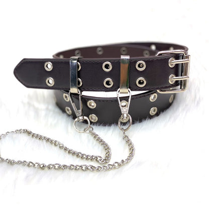 Punk Fusion Fashion Hip Hop Style Decorative Gothic Style Belt With Chain