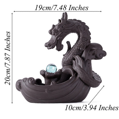 Lucky Dragon - Backflow Incense Burner w/ Crystal Ball + Incense Cones