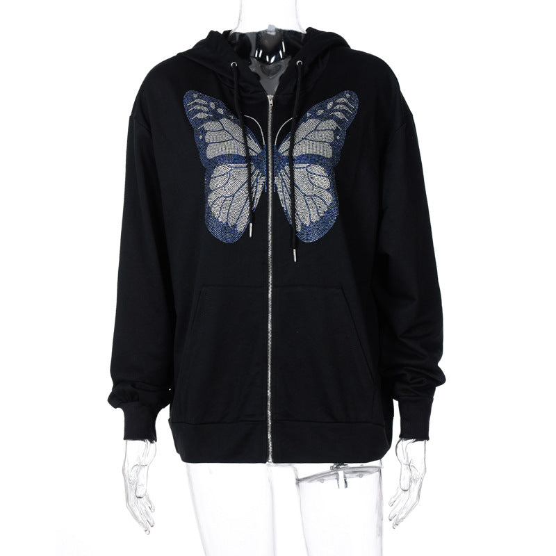 Butterfly Long Sleeve Hooded Sweater