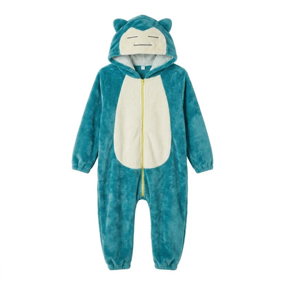 Snorlax Onesie Unisex Fleece Warm Cozy Zipper Hooded Romper Perfect for Party Cosplay Dress Up Role Play Gift Set