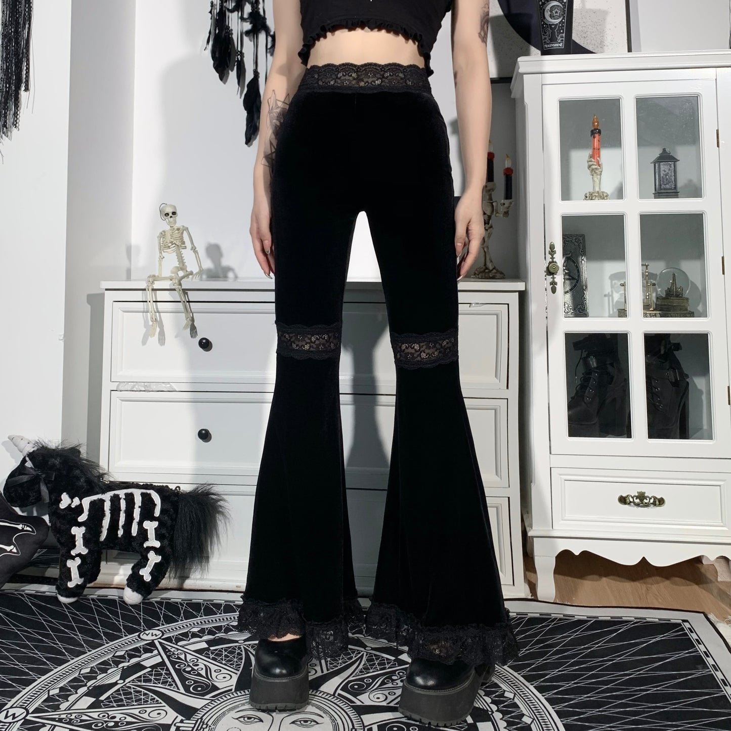 Black High Waisted Flared Pants
