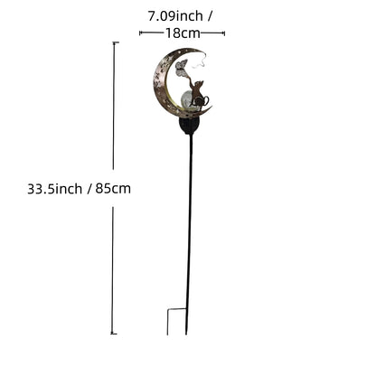 Cat Moon Solar Garden Lamp – Outdoor Iron Decorative Light with Auto Sensor