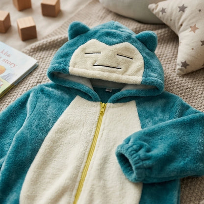 Snorlax Onesie Unisex Fleece Warm Cozy Zipper Hooded Romper Perfect for Party Cosplay Dress Up Role Play Gift Set