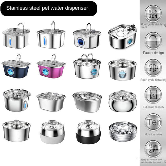 Stainless Steel Smart Pet Water Dispenser with Automatic Circulation and Filtration, Large Capacity Feeder for Cats and Dogs.
