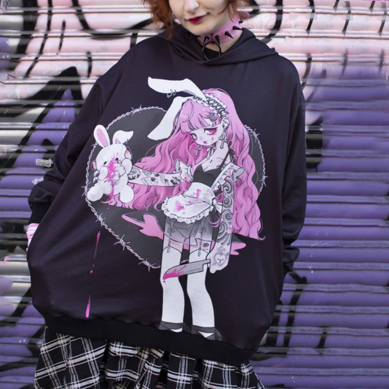Anime Girl Hoodie With Bunny Ears
