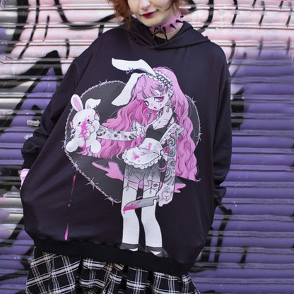 Anime Girl Hoodie With Bunny Ears