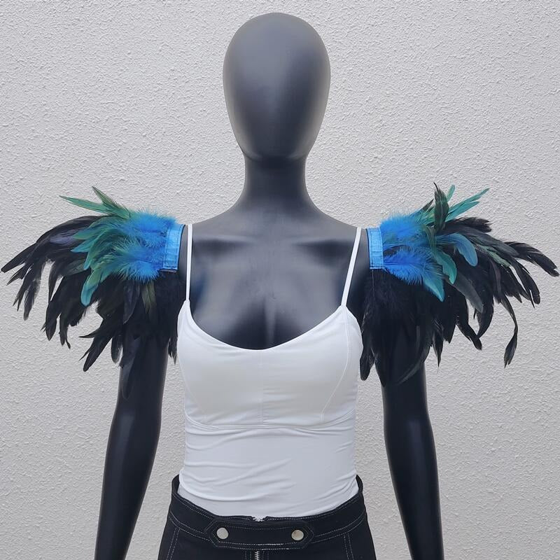 Midnight Raven's Embrace: Gothic Feather Shawl