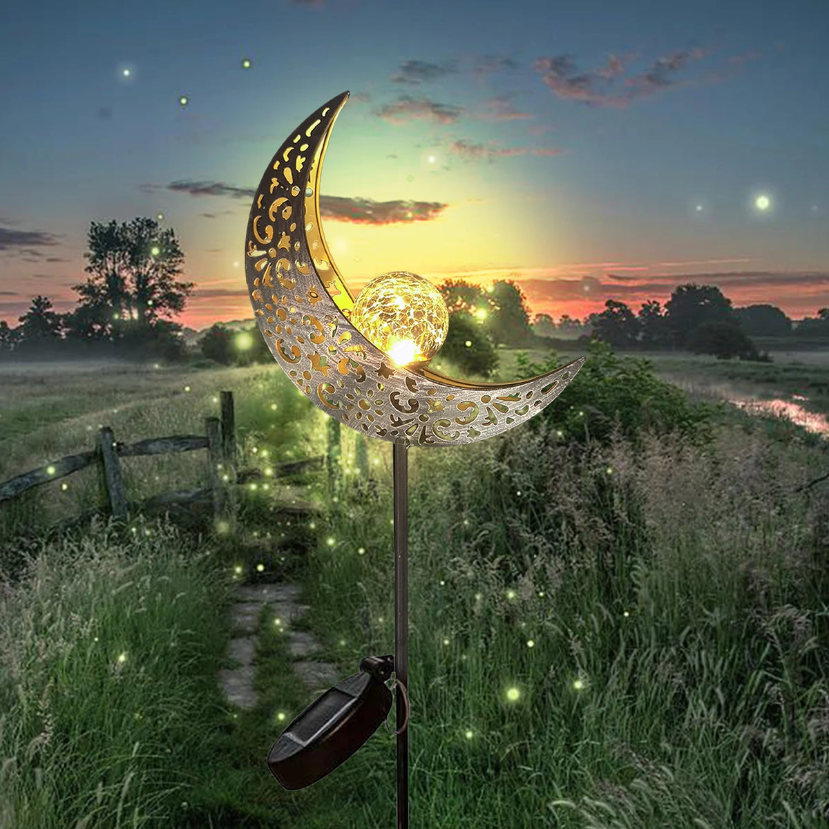 Cat Moon Solar Garden Lamp – Outdoor Iron Decorative Light with Auto Sensor
