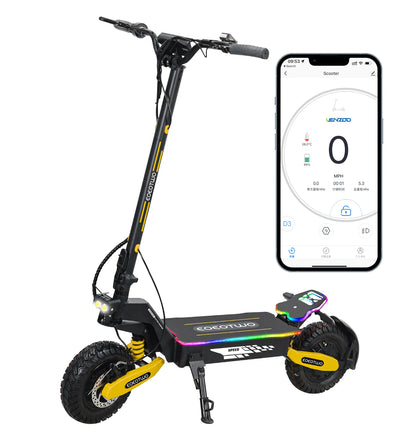 LED Electric Scooter 2400W Dual Motors 52V23AH Battery E Scooter Adult Hydraulic Brake 11'' Off-Road Tires With APP